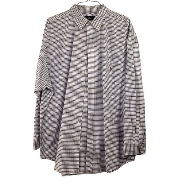 Polo Ralph Lauren Men's White Checkered Button-Up Long Sleeve Shirt Size 2X Big - Picture 1 of 4